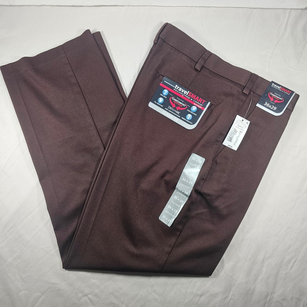 Roundtree & Yorke 36x29 Brown TravelSMART Classic Flat Frt Chino Pants NWT 1646
